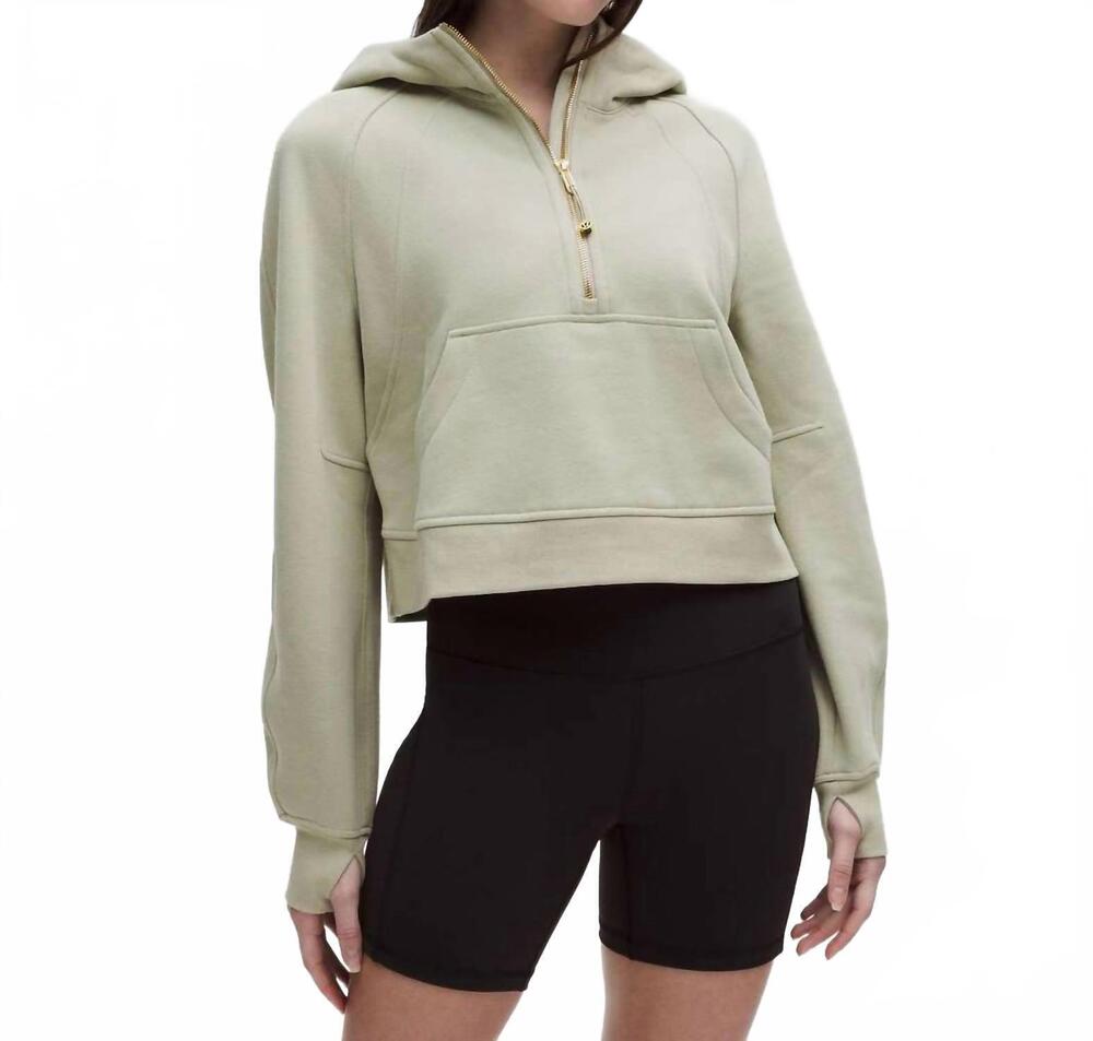 NEW LULULEMON scuba oversized half-zip hoodie in fog green/gold